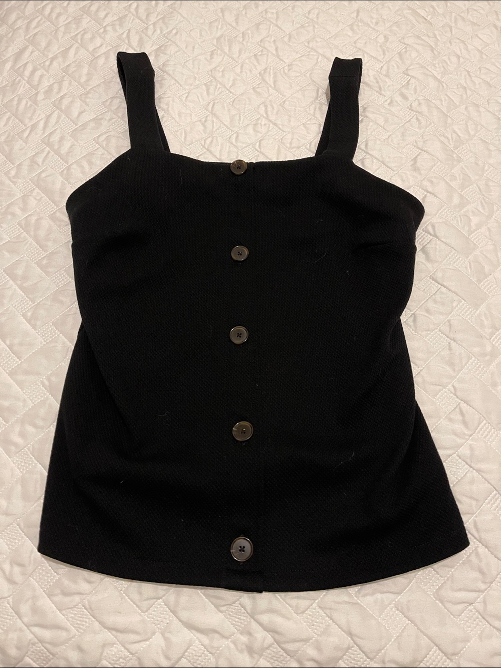 Ann Taylor Black Button-Front Square Neck Camisole